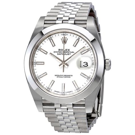 rolex white face mens|rolex datejust 41 white.